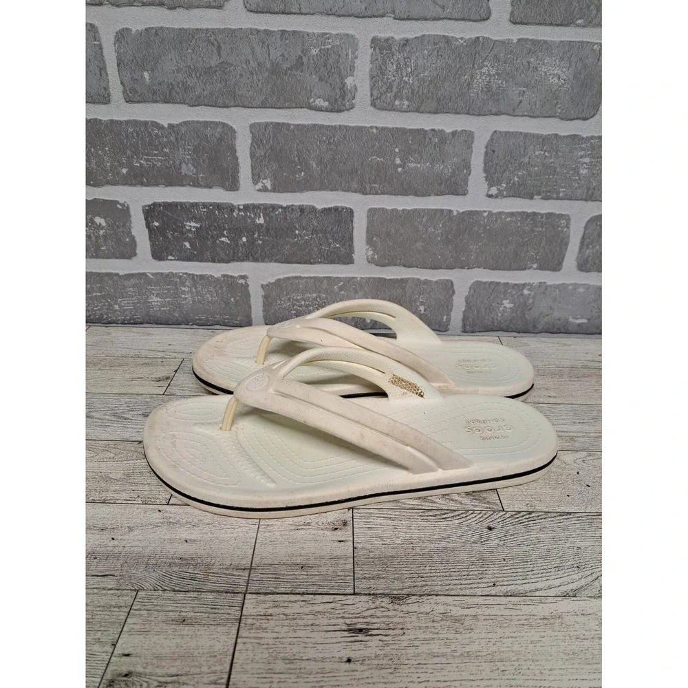 Crocs Crocband Flip Flops‎ Sandals Outdoor Women's White Size 9